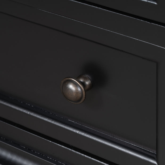 U_Style 27.6 Inch Painted Nightstand with Pull-Out Tray and 3 Drawers, Black