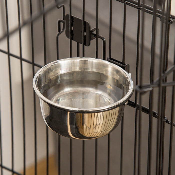 Pawhut Bird Cage 57 Inch Flight Cage For Cockatiel, Conure With Rolling Stand, Pull Out Tray, Storage Shelf, Open Top, 0.75\" Bar Spacing