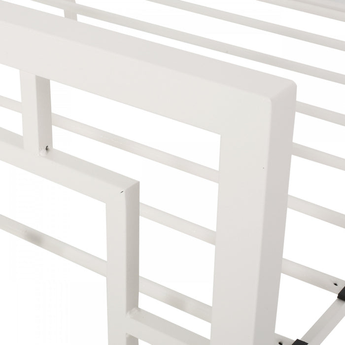 Henry Metal Bed Frame With Vintage Headboard,king Size,white King Bed