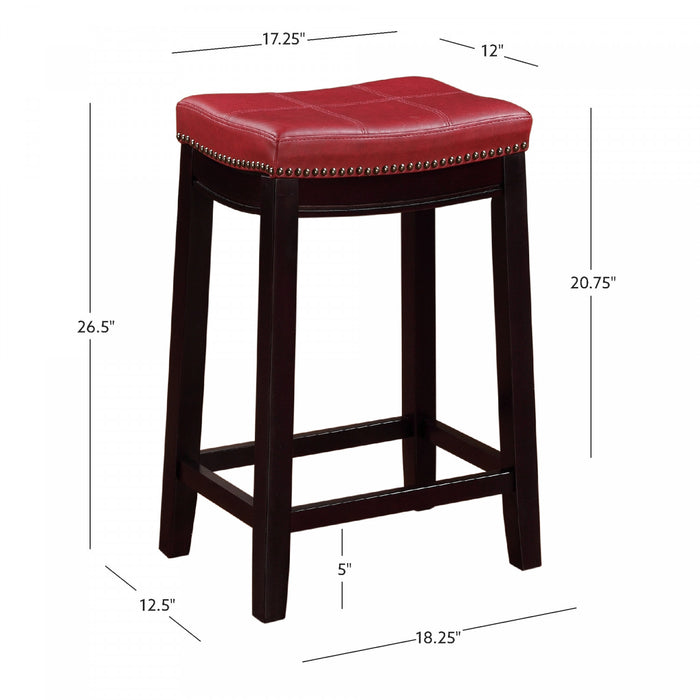 Claridge Faux Leather Backless Counter-Height Stool - Red