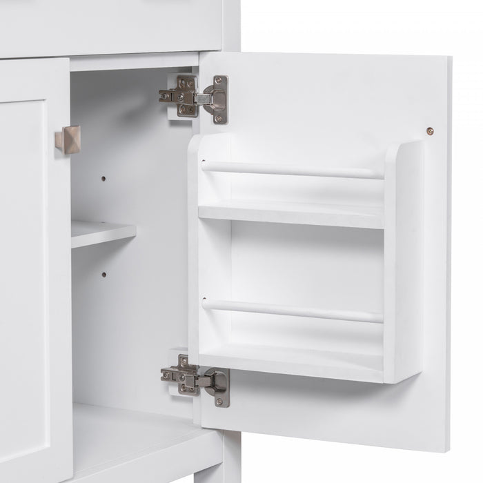 Felix 60 Inch Modern Double Bathroom Vanity with Ceramic Sink & Storage Cabinet, White