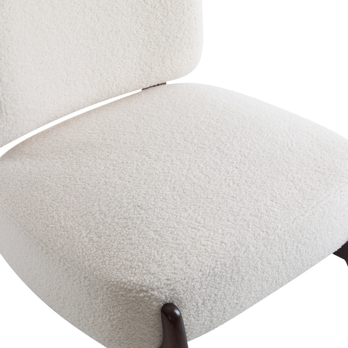 Coco Modern Boucle Lounge Chair with Solid Wood Frame, Beige
