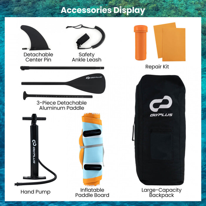 Goplus Large Inflatable Sup Board, Portable Paddle Board With 5d Rings Stand Up Paddle Board For Youth & Adult Orange