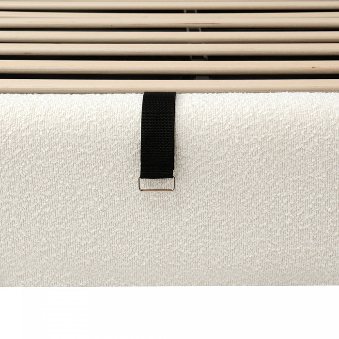 Laurel Ottoman Hydraulic Lift Storage Platform Bed with Boucle Upholstered and Hidden Under-White 