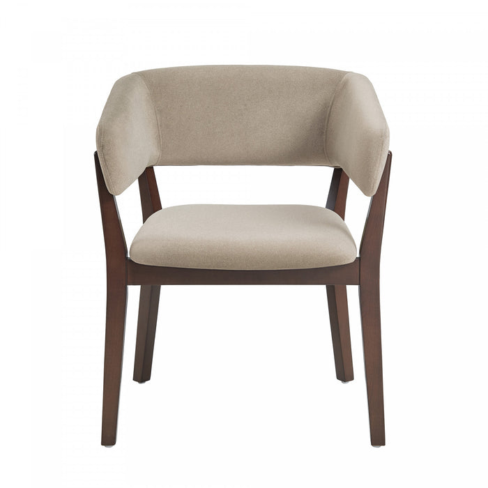 Blake Modern Wood Faux Mohair Armchair in Natural