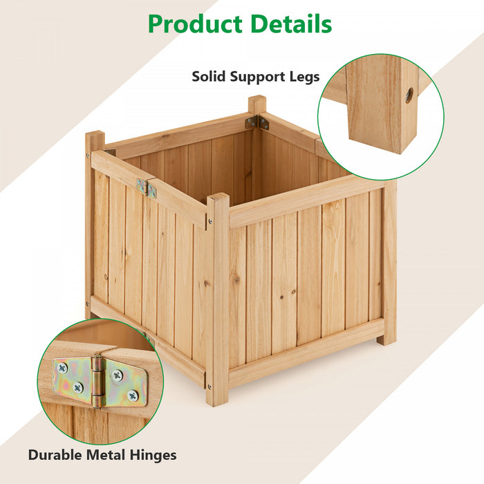 Costway 15\" Wooden Planter Box Elevated Outdoor Folding Planter With Removable Bottom