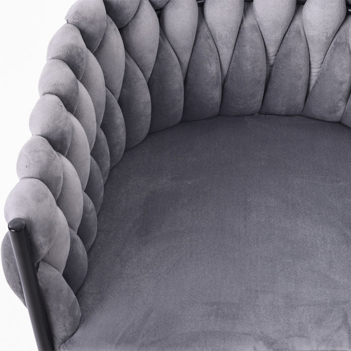 Amelia Velvet Swivel Dining Chairs with Tufted Upholstered and Metal Legs Set of 4, Grey