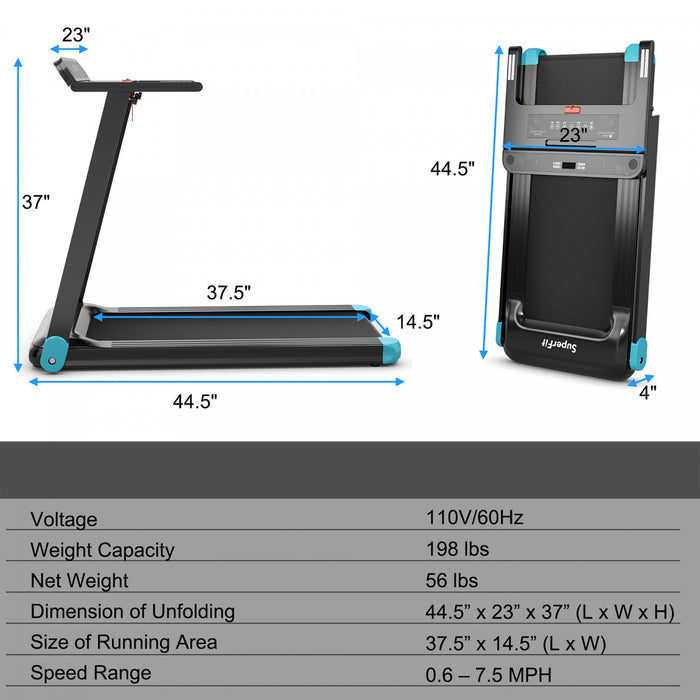 Costway Folding Electric Treadmill Compact Walking Running Machine W/app Control Speaker