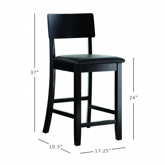 Torino Faux Leather Contemporary Counter-Height Stool - Black