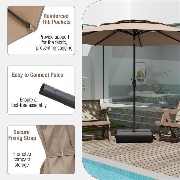 Costway 10 ft 3-tier Vented Patio Umbrella Large Market Table Umbrella Outdoor Sun Shade Brown