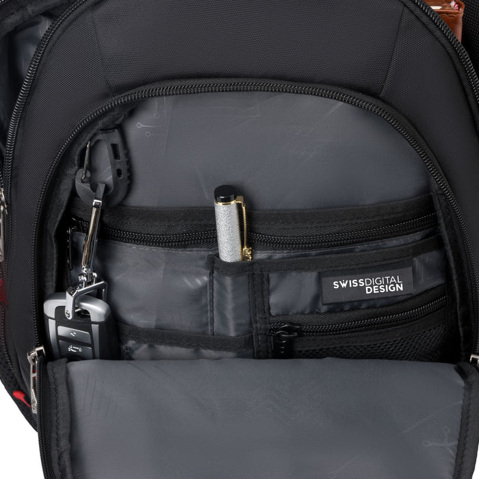 Swissdigital Neptune Backpack – 16\" Laptop Bag, USB Charging, SDD Finder, RFID Protection, TSA-Friendly, Add-A-Bag System