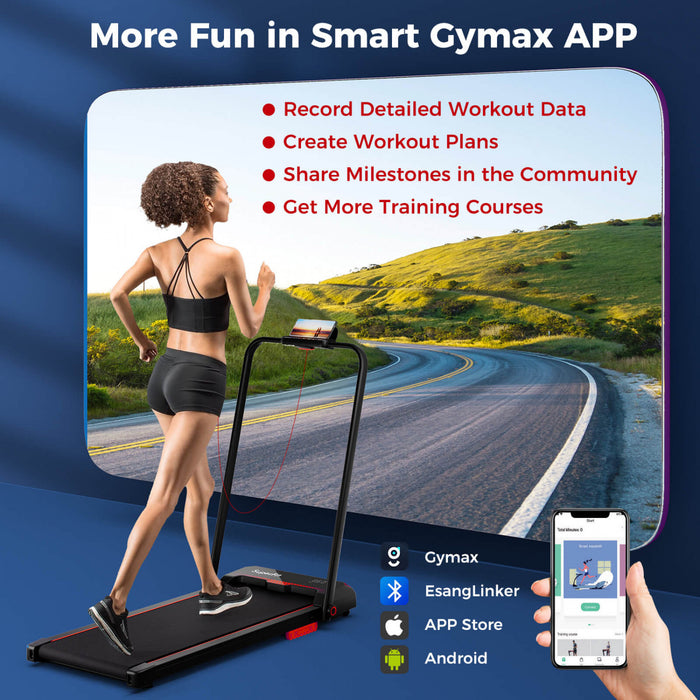 Costway 3 In 1 Folding Treadmill With Remote Control Led Display And App For Home Red