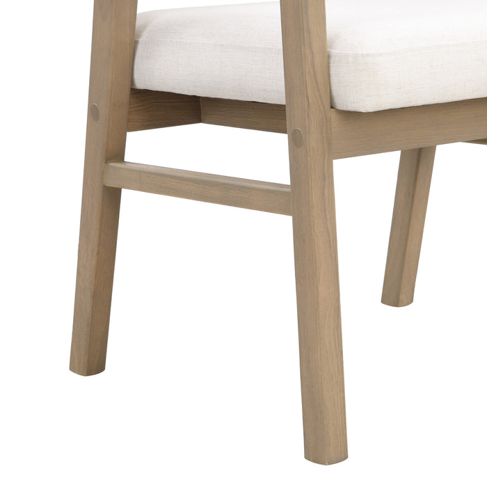 Liam Comfortable Dining Chair Set of 2 with Rattan Back and Rubber Wood Frame,Light Ash