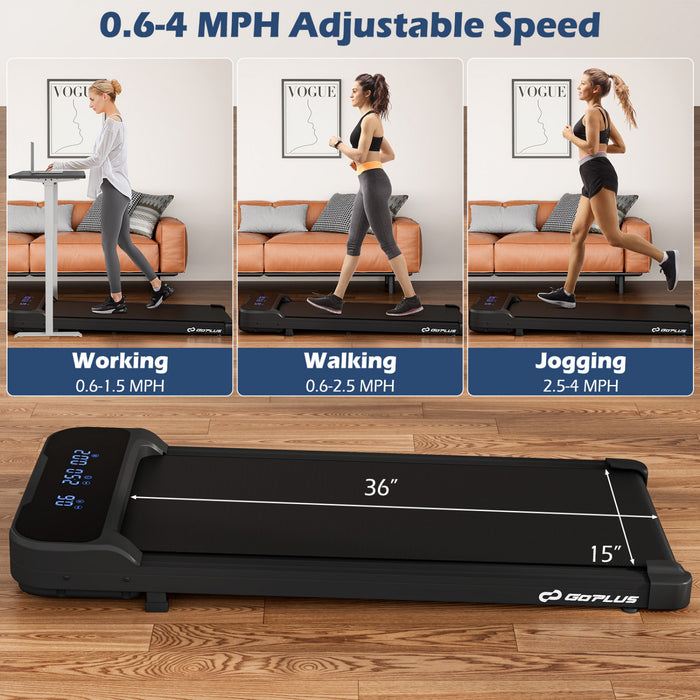 Goplus 2.5hp Under Desk Treadmill For Home And Office Remote Control Led Display Black