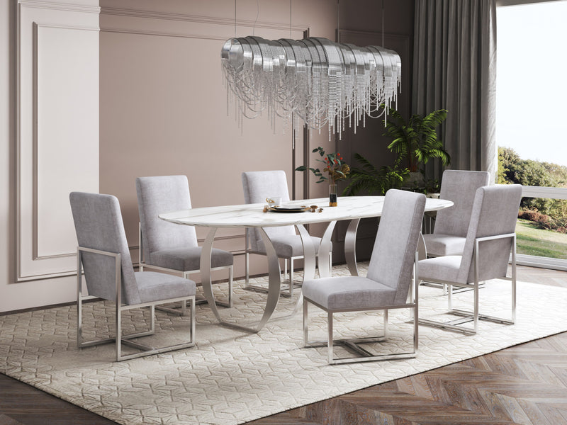 Element Modern Velvet Metal Dining Chair in Gray - Set of 2
