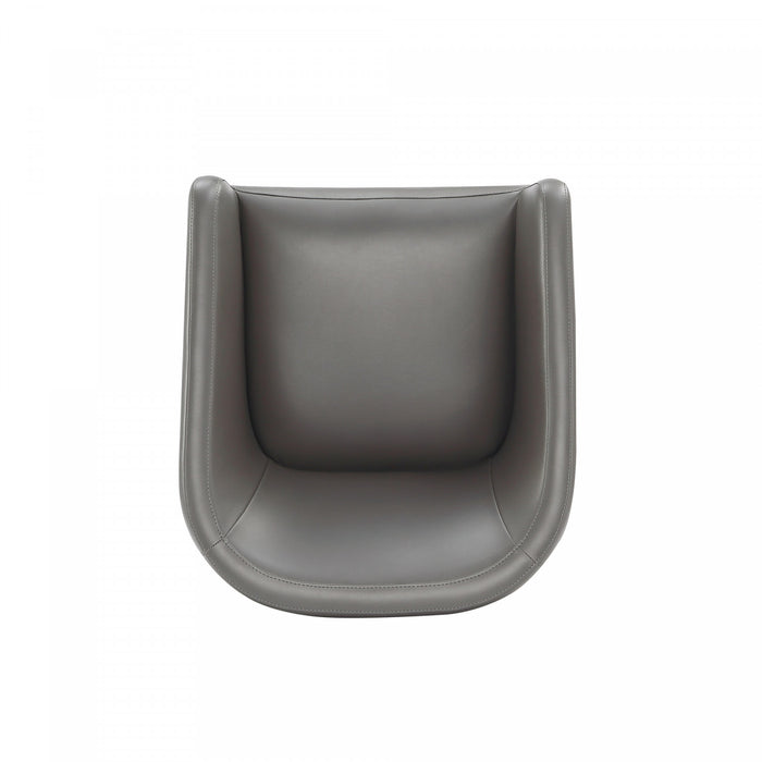 Anna Round Modern Vegan Leather Armchair in Graphite - Set of 2