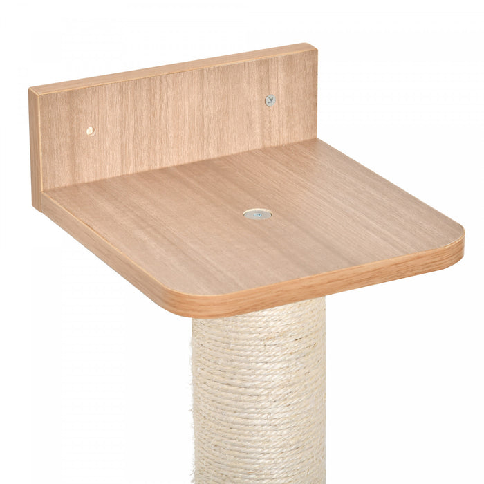 Pawhut Cat Tree 5pcs Pet Wall-mounted Climbing Frame Shelf Set Kitten Perch Activity Center With Hammock, Scratching Post, Jumping Platform, Condo Light Brown