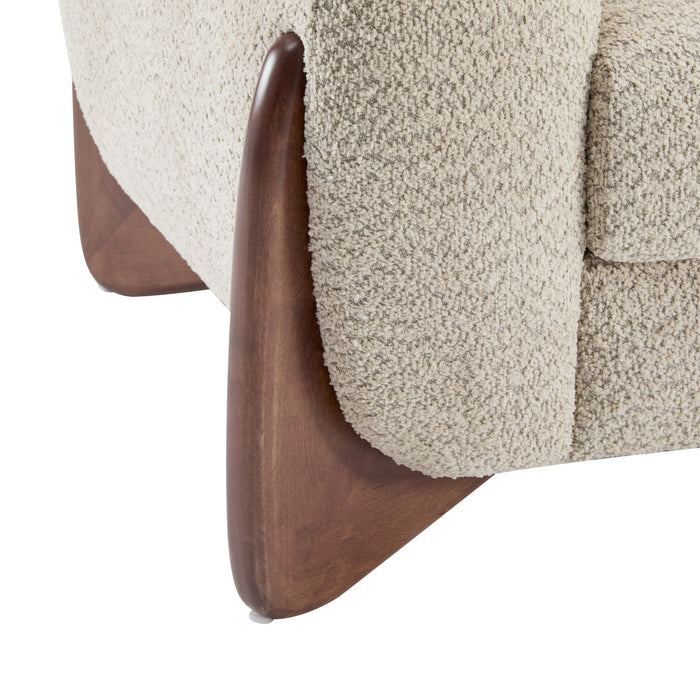 Harold 82.75\" Wood Boucle Sherpa 3-Seater Sofa,Almond Loveseat