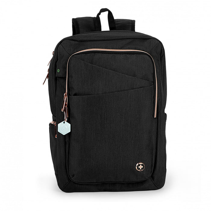 Swissdigital Design Smart Backpack KATY ROSE - Rucksack with Integrated Charging Port - Black