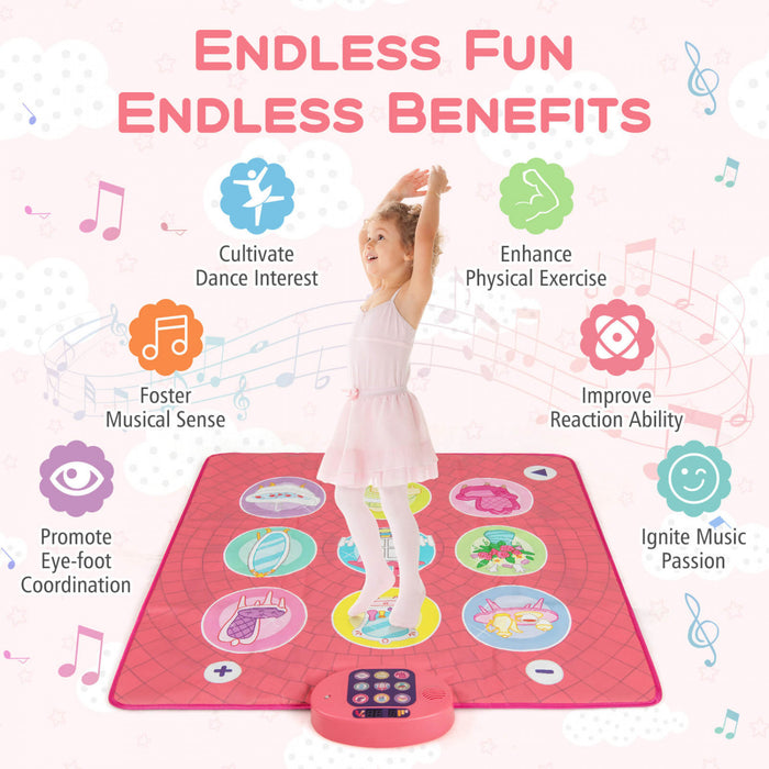 Costway Kids Dance Mat Electronic Dancing Pad with 3 Game Modes Music Dance Step Play Toy