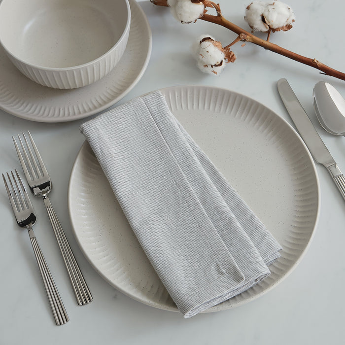 H2K Sesame 12-Piece Embossed Stoneware Dinnerware Set