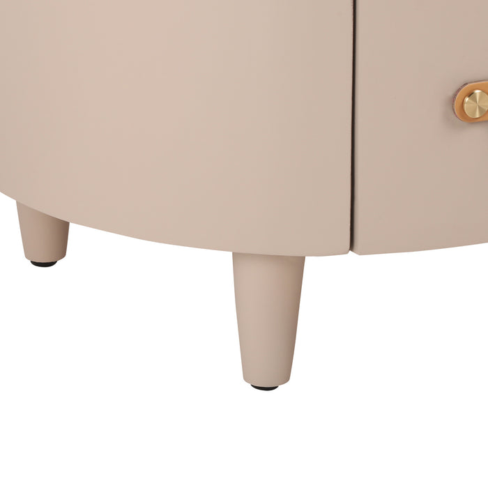 Olivia Modern Curved Design Round Nightstand with Storage Drawer,Haiki