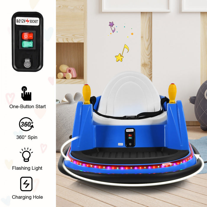 12v Vehicle 360¡a Spin Race Toy Kids Ride On Bumper Car W/ Remote Control Blue
