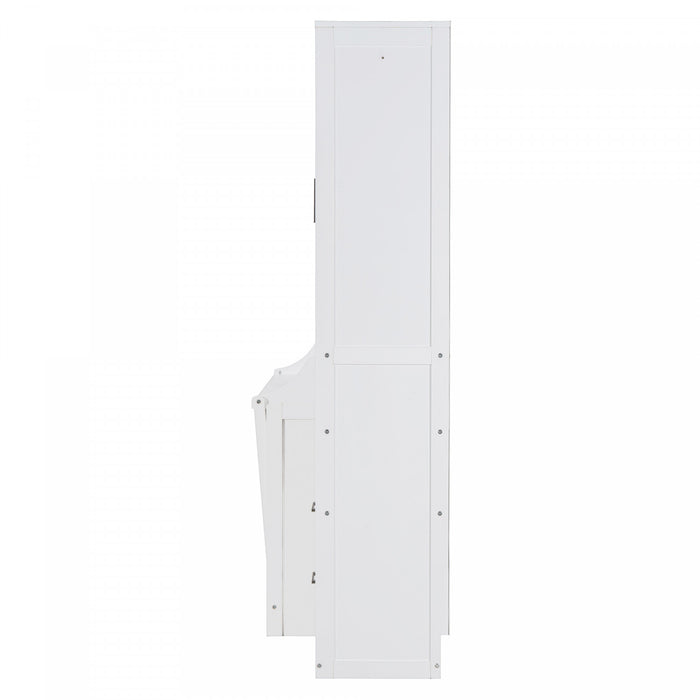 Joyce Closet Queen Murphy Bed With Drawers And Shelves - White