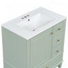 Emma 30" Solid Wood Bathroom Vanity with Ceramic Sink and Soft-Close Door, Green | Emma Meuble-lavabo en bois massif de 30" avec vasque en ceramique et porte a fermeture douce, Vert