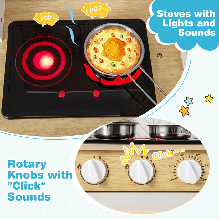 Costway Kids Kitchen Playset With Lights Sounds Microwave Stoves Oven Cooking Accessories