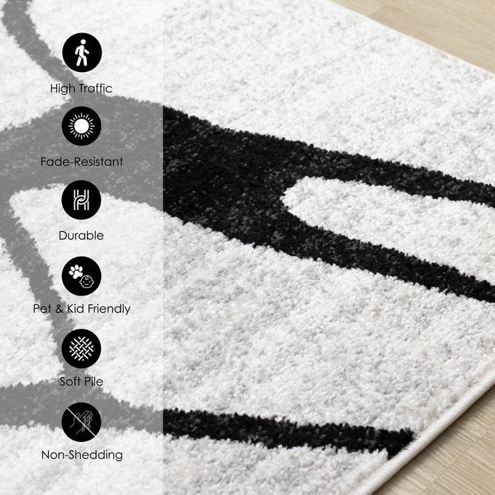 Emmett Grey Black Drizzle Swirl Rug, 7'10\" x 10'6\" Indoor Area Rug