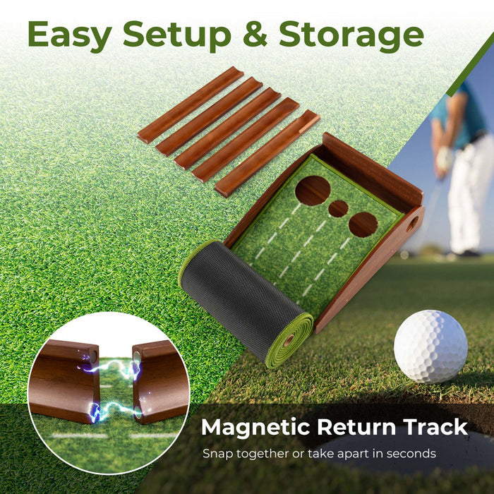 Costway Putting Green Practice Golf Putting Mat With Auto Ball Return And 3 Hole Sizes
