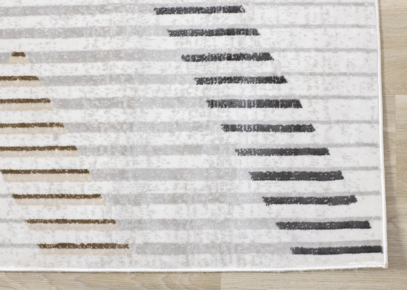 Washable Multi-Coloured Basketweave Lines Area Rug - 5'3\" x 7'7\"