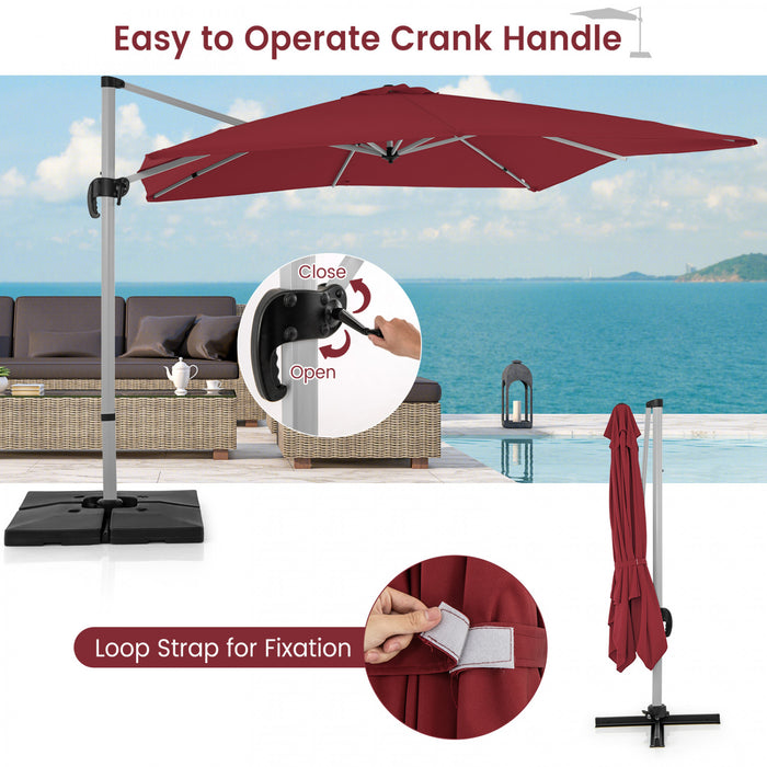 Costway 10 FT Patio Cantilever Umbrella Outdoor Aluminum Hanging Offset Umbrella w/ 360° Rotation Red