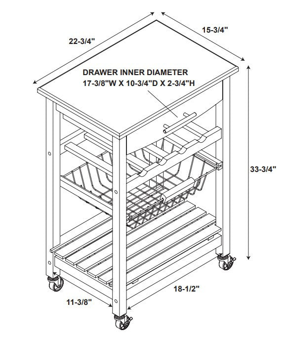 Clarke Kitchen Bar Cart - Blue