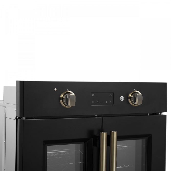 Forno Asti 30\" French Door Electric Wall Oven, Black, 3.68 cu. ft. - FBOEL1333-30BLK