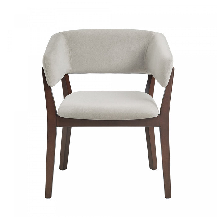 Blake Modern Wood Faux Mohair Armchair in Greige