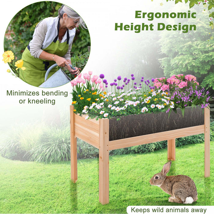Costway Raised Wooden Garden Bed 31\" Elevated Planter Box Plant Terrarium With Drain Holes