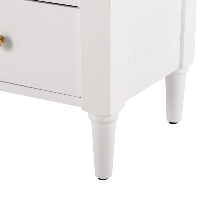 Aspen Nightstand Set of 2 with Drawers and Open Shelves, Milk White