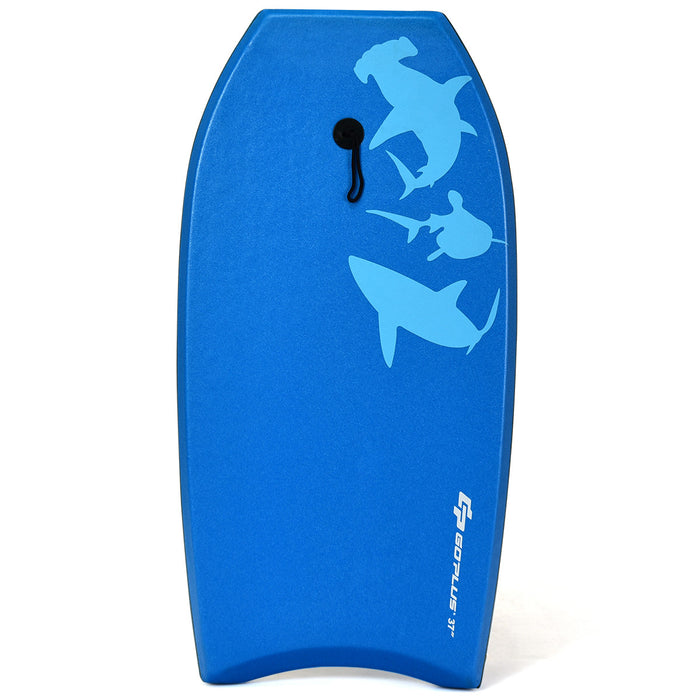 Goplus 37'' Lightweight Super Bodyboard Surfing W/leash Eps Core Boarding Blue Shark