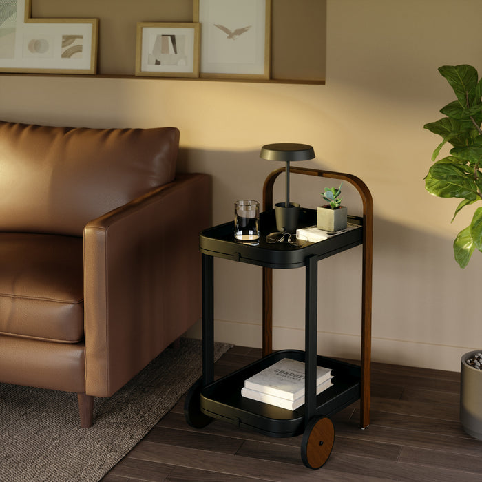 Umbra Modern Bellwood Steel Bar & Storage Cart - Black and Walnut