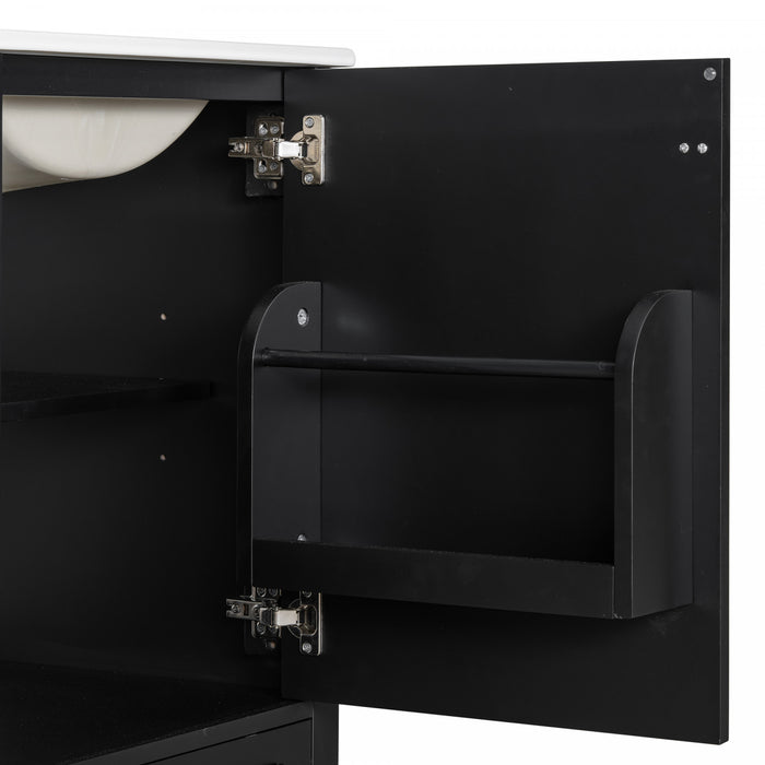 Harper 20 Inch Compact Modern Bathroom Vanity with Ceramic Sink, Black
