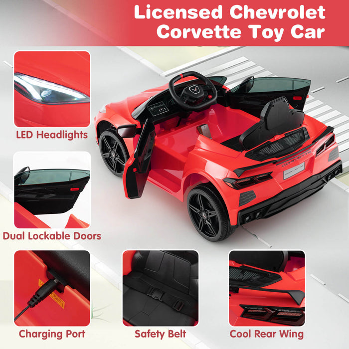 Costway 12v Electric Kids Ride On Car With Remote Control Wireless Connection Lights Red