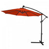 Costway 10' Hanging Solar LED Umbrella Patio Sun Shade Offset Market W/Base Orange