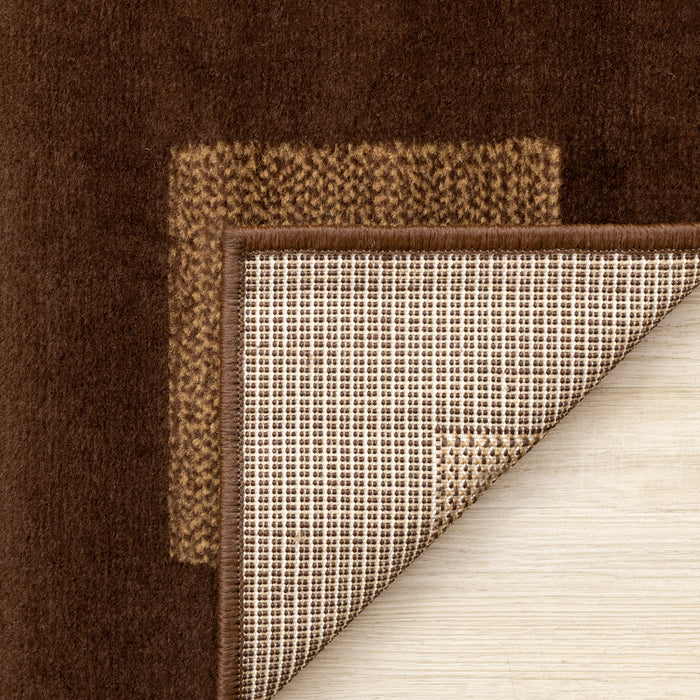 Florence Brown Beige Layered Squares Rug, 7'9\" x 10'6\" Indoor Area Rug
