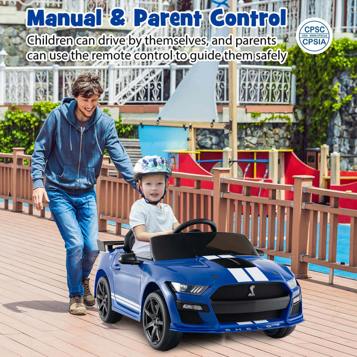 Costway 12v Licensed Ford Mustang Shelby Gt500 Kids Ride On Car With Remote Control Navy