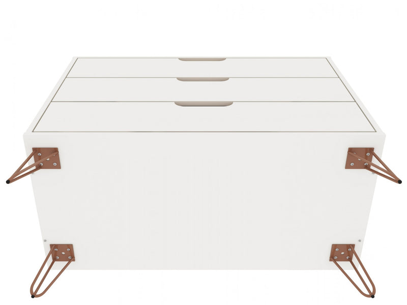 Rockefeller Mid-Century Modern 35\" Dresser in White (3-Drawer) - Set of 2