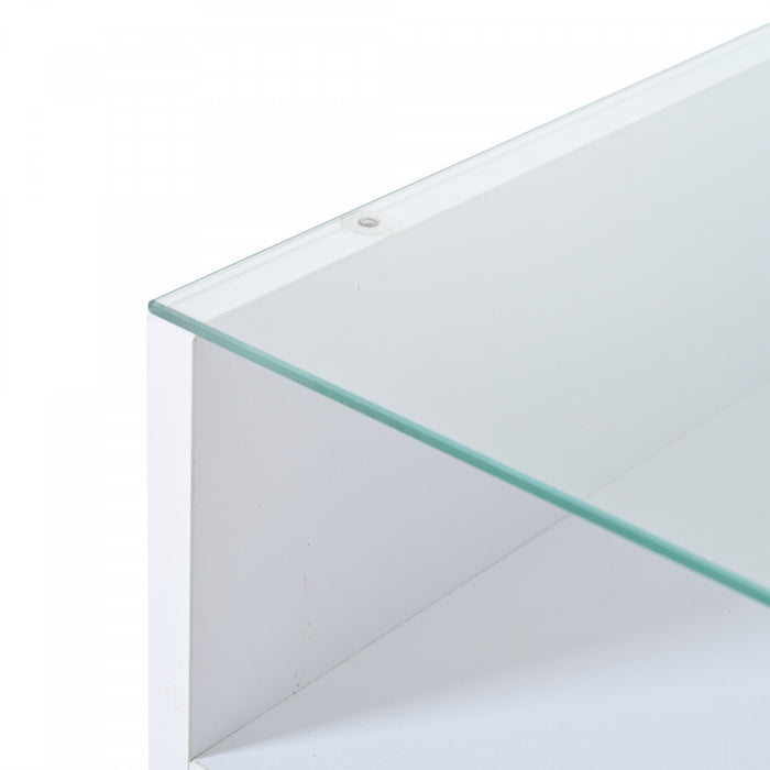 Oliver Lift-Top Coffee Table with LED Lighting and Glass Tabletop,White