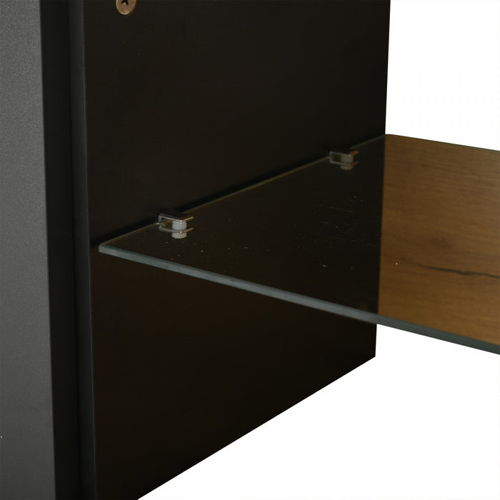 Nathan TV Stand Media Console with 3 Doors and Open Shelving,Natural