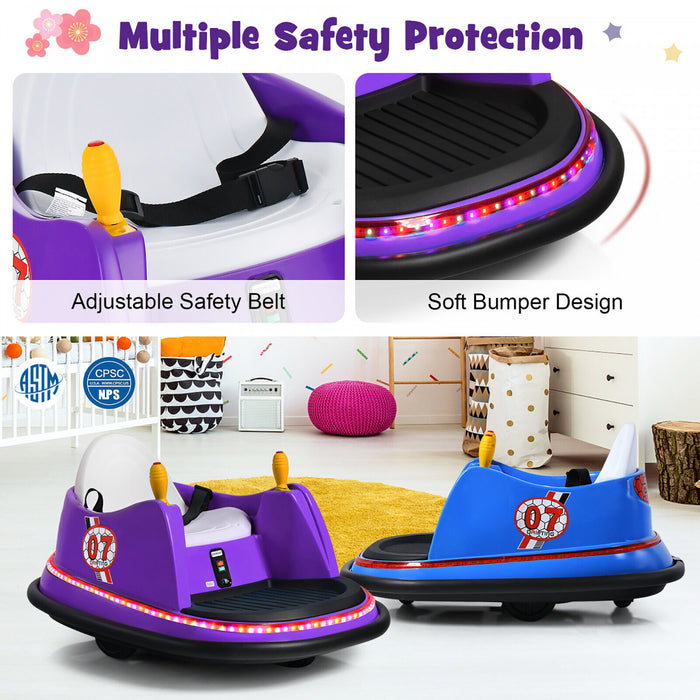 12v Vehicle 360¡a Spin Race Toy Kids Ride On Bumper Car W/ Remote Control Purple
